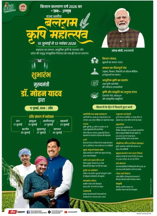 CM Mohan Yadav to Launch Balram Krishi Mahotsav 2026 in Indore