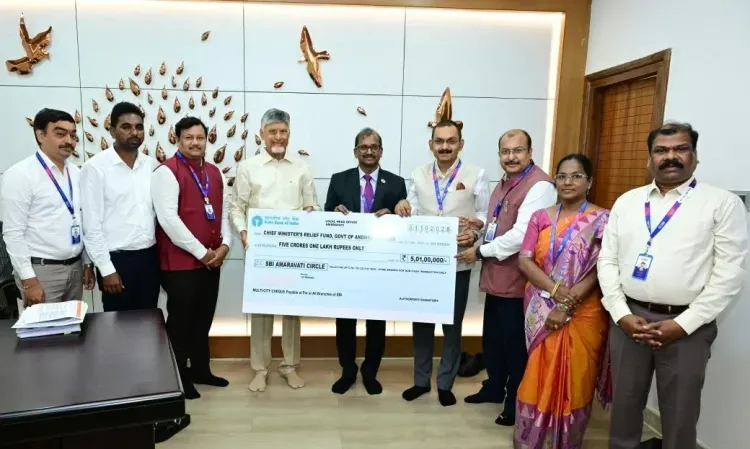 CM Naidu thanks SBI for ₹5 cr Cyclone Arnab relief contribution