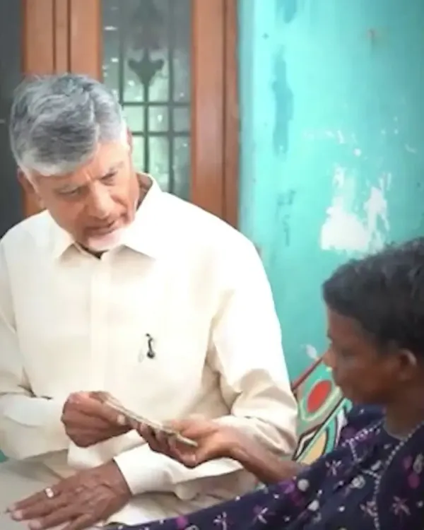 CM Naidu Visits Gudur, Connects with NTR Bharosa Pension Beneficiary