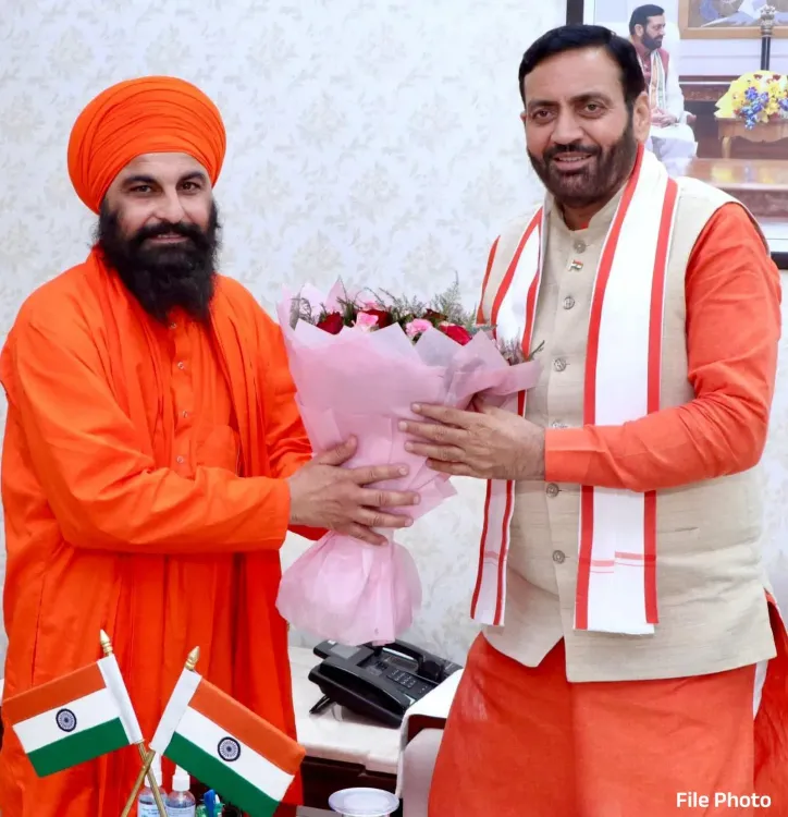 CM Nayab Saini Greets Baba Brahmadass of Sirsa Dera