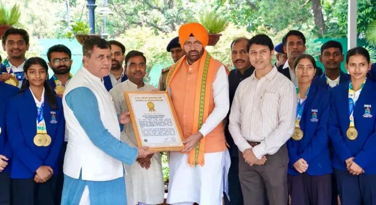 CM Nayab Saini Meets World Yogasana Championship Medallists