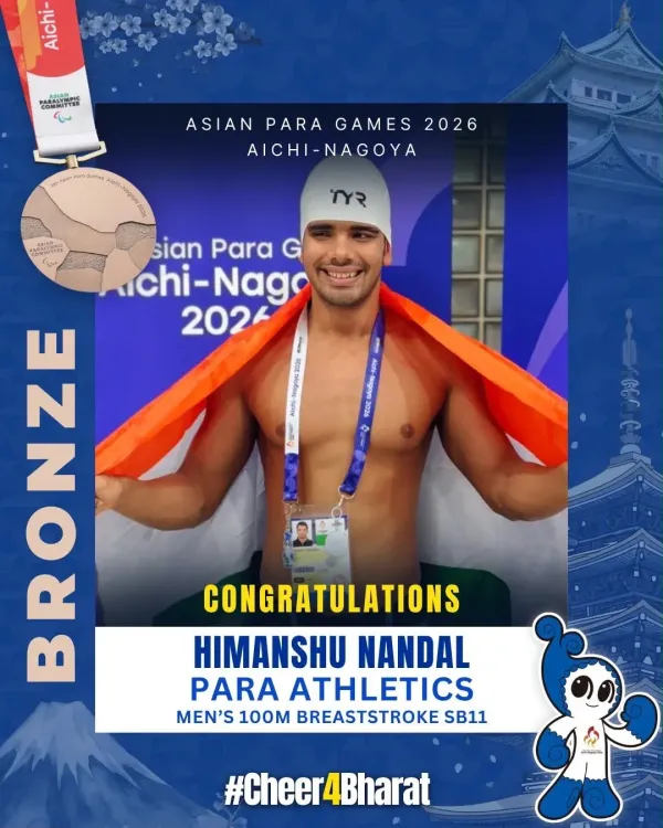 CM Rekha Gupta Hails Himanshu Nandal's Bronze at Asian Para Games 2026