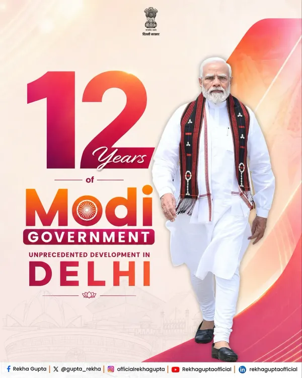 CM Rekha Gupta Marks 12 Years of Modi Govt with Delhi Tribute