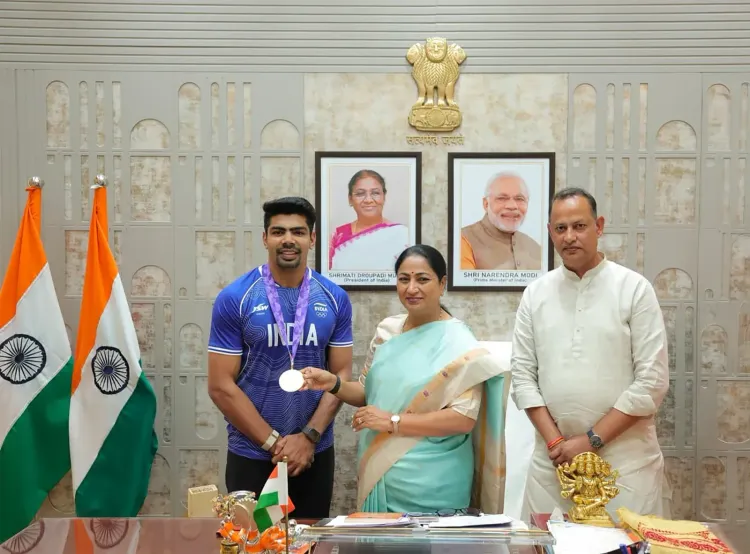 CM Rekha Gupta Meets Kabaddi Star Pawan Sehrawat After Asian Games Gold