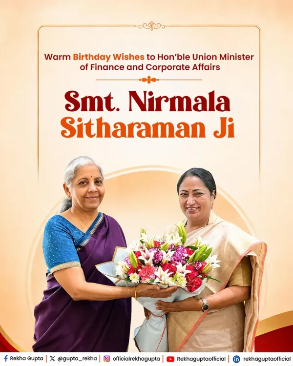 CM Rekha Gupta Wishes FM Nirmala Sitharaman on Birthday