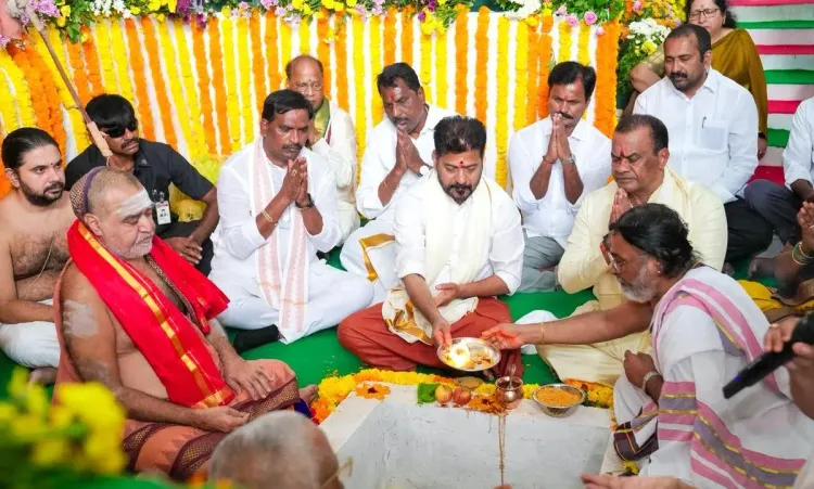 CM Revanth Reddy lays foundation for Telangana's largest Veda Pathashala at Yadagirigutta