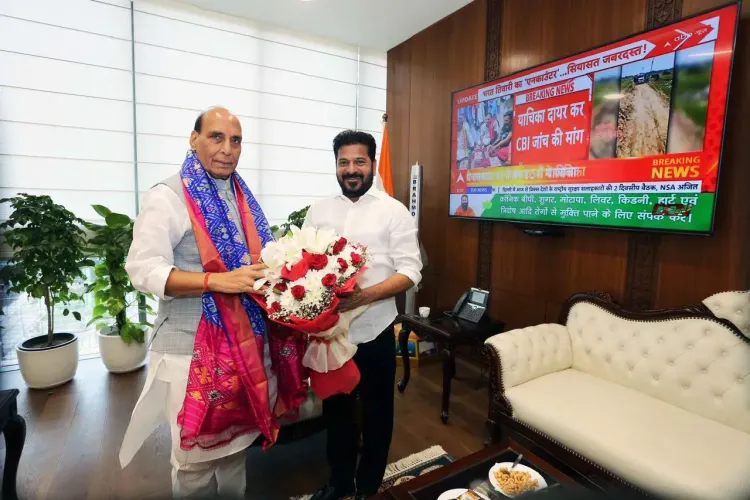 CM Revanth Reddy meets Rajnath Singh on Gandhi Sarovar, Adilabad Airport