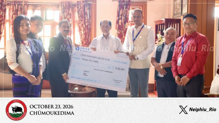 CM Rio thanks SBI Guwahati staff for ₹25 lakh Relief Fund gift