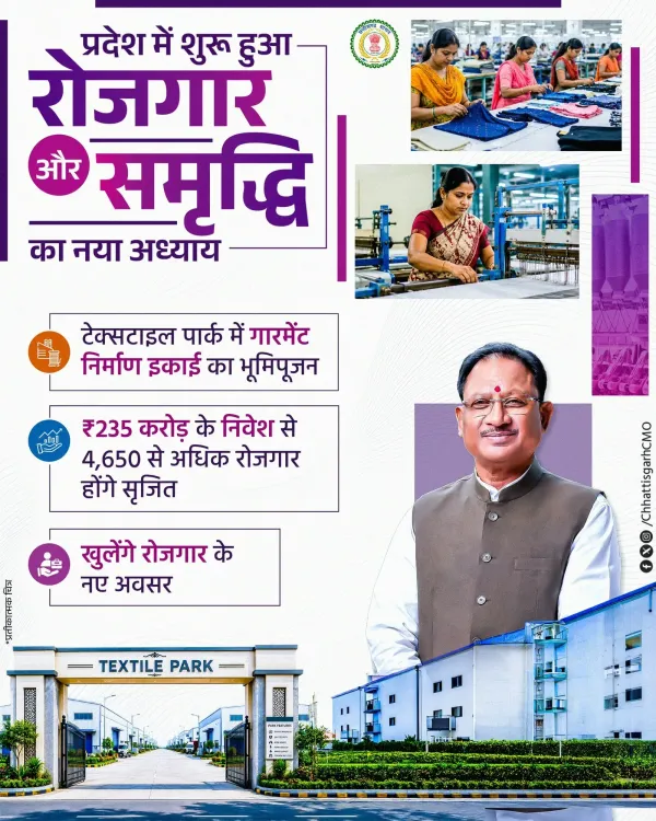CM Sai Breaks Ground on Rs 235 Cr Garment Unit in Nava Raipur