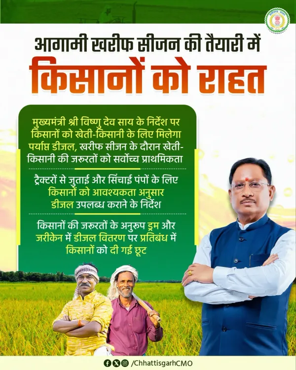 CM Sai Orders Adequate Diesel Supply for Kharif Farmers in Chhattisgarh