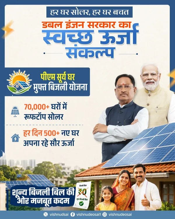 CM Sai Pushes PM Surya Ghar Solar Scheme in Chhattisgarh