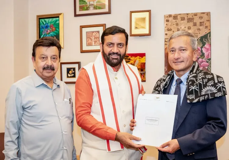CM Saini Meets Singapore FM Balakrishnan, Eyes Haryana Ties