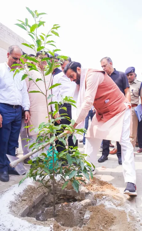 CM Saini Plants Trees in Kurukshetra Under Modi's 'Ek Ped Maa Ke Naam'