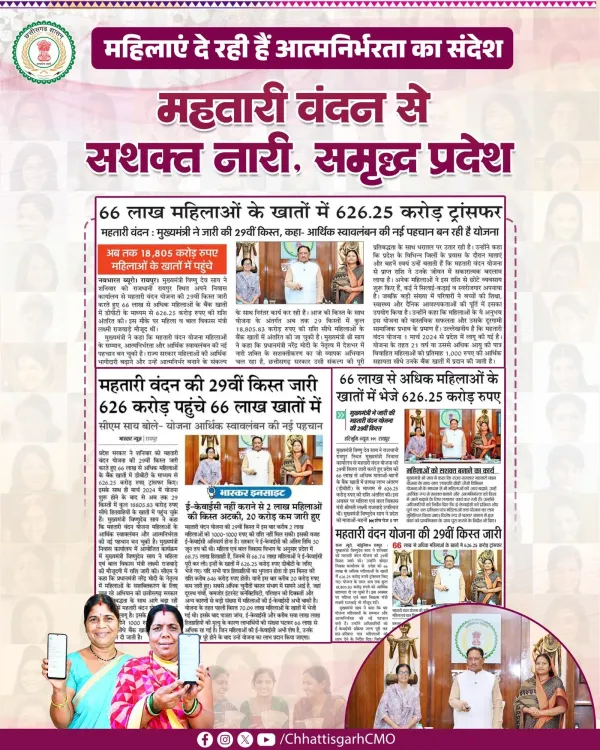 CM Sai's Mahtari Vandan Yojana Brings Financial Relief to Lakh Women