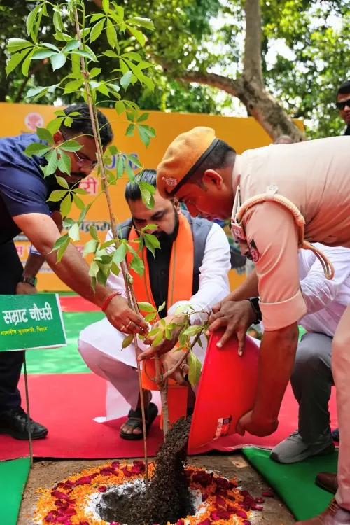 CM Samrat Choudhary plants trees on Bihar Prithvi Diwas