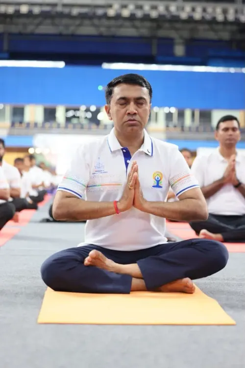CM Sawant joins Yoga Day 2026 at Bambolim stadium