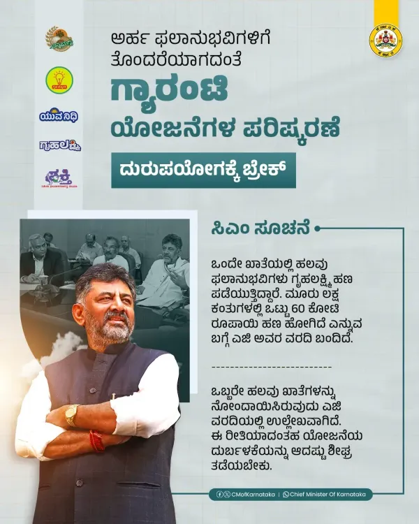 CM Shivakumar Orders Purge of Ineligible Beneficiaries from Karnataka Guarantee Schemes