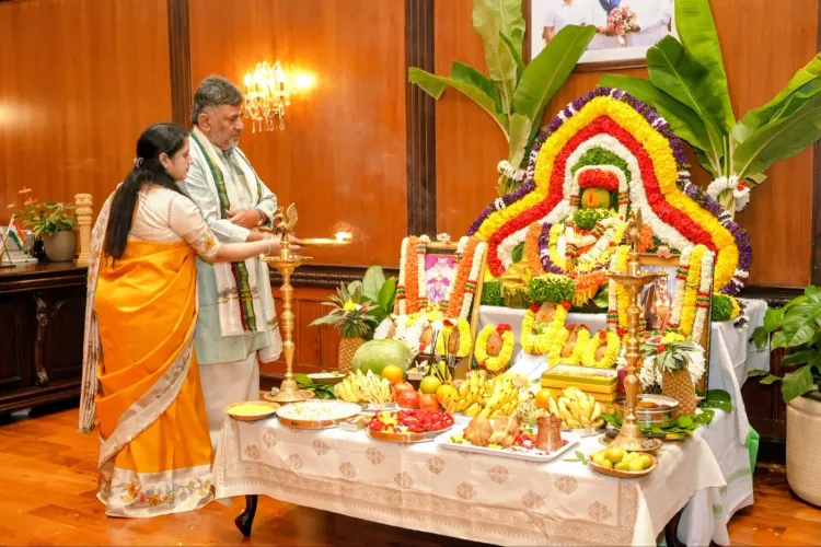 CM Shivakumar Performs Ayudha Puja at Vidhana Soudha