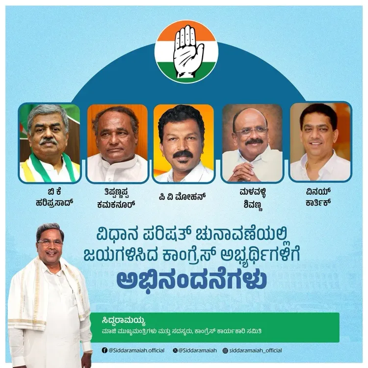 CM Siddaramaiah congratulates 5 Congress winners in Karnataka Council polls