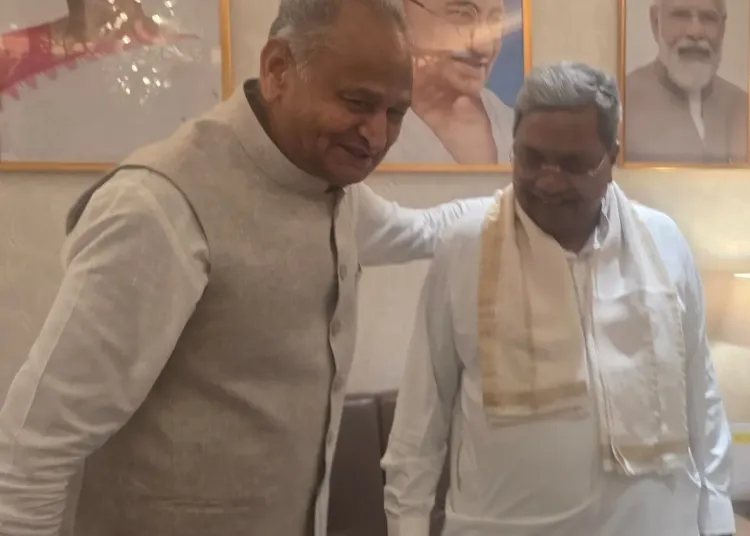 CM Siddaramaiah meets Ashok Gehlot at Jaipur airport