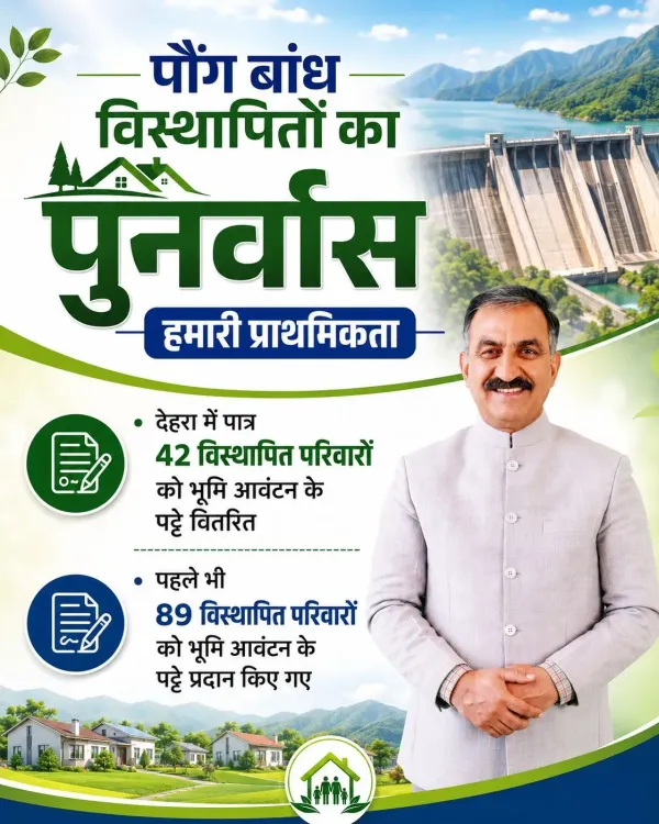 CM Sukhu Allots Land to 42 Pong Dam Displaced Families