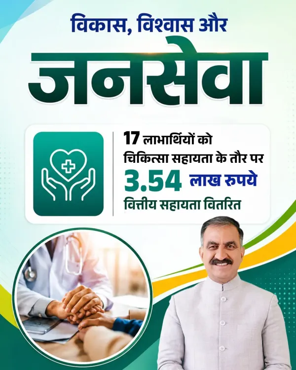 CM Sukhu disburses Rs 3.54 lakh medical aid to 17 beneficiaries