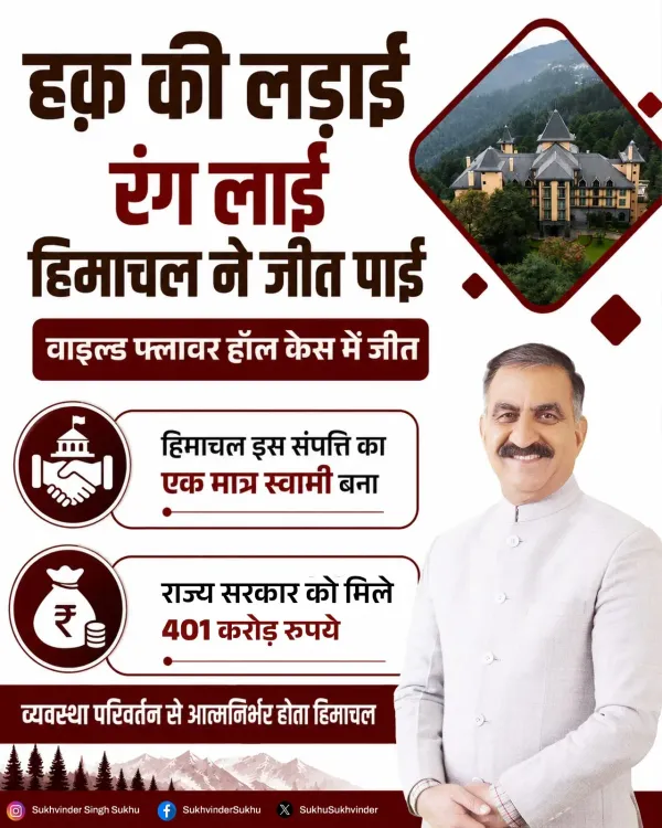 CM Sukhu Secures Full State Ownership of Wildflower Hall