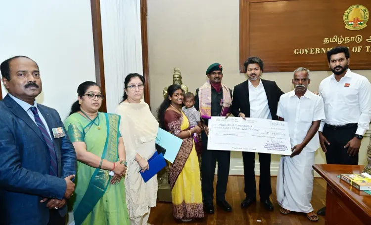 CM Vijay Honours Keerthi Chakra Soldier with Rs 48 Lakh