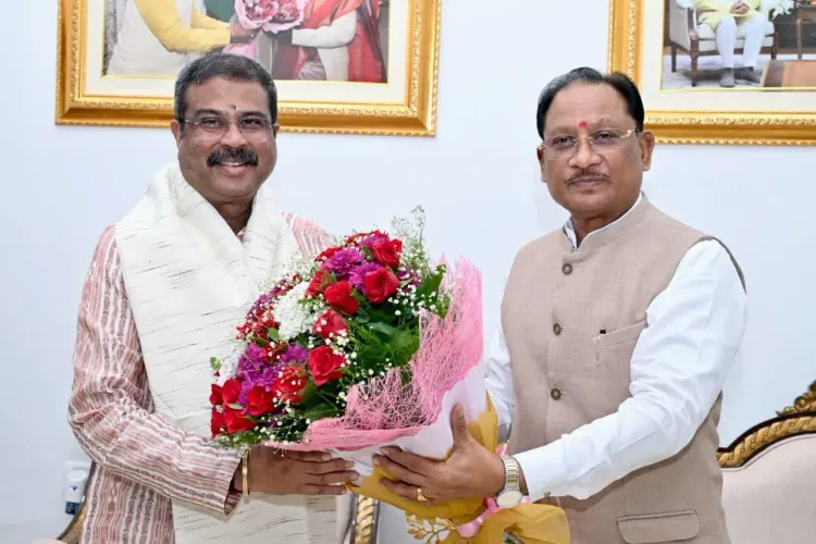 CM Vishnu Deo Sai meets Dharmendra Pradhan in Raipur