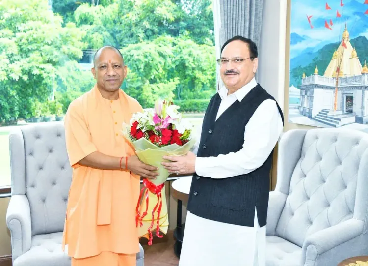 CM Yogi calls on Union Minister JP Nadda in New Delhi