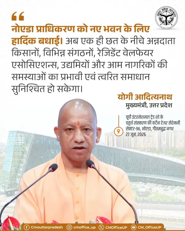 CM Yogi Congratulates Noida Authority on New Building