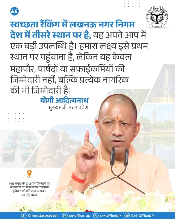 CM Yogi Eyes No. 1 Rank for Lucknow in Swachh Survey
