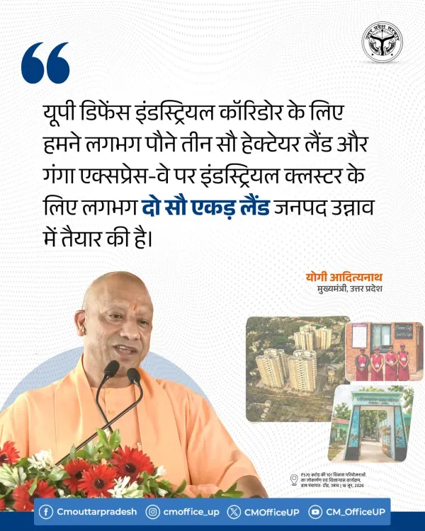 CM Yogi Flags Land Ready for Defence Corridor, Industrial Cluster in Unnao