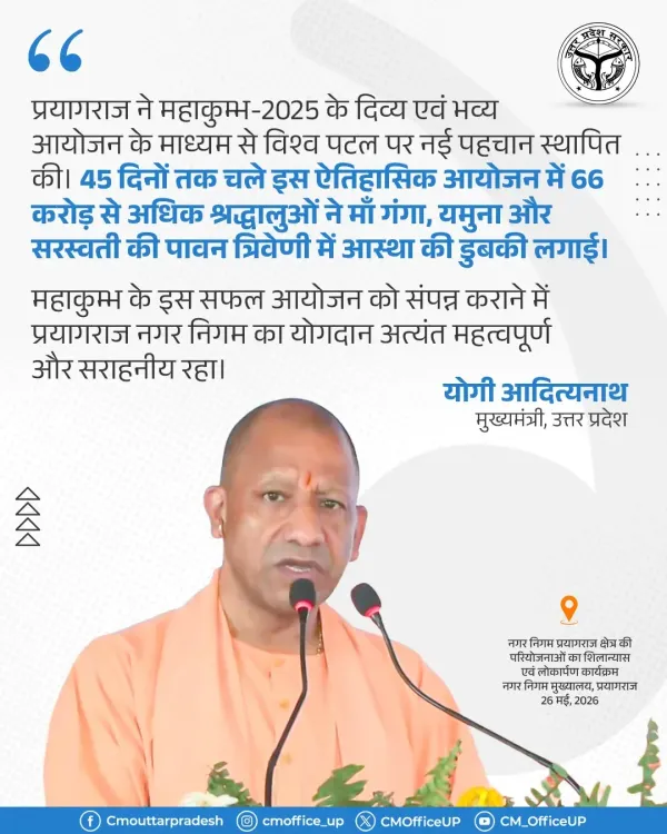 CM Yogi Hails Prayagraj Nagar Nigam's Role in Mahakumbh-2025