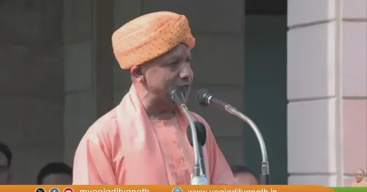 CM Yogi hoists flag at Lucknow residence on 80th Independence Day