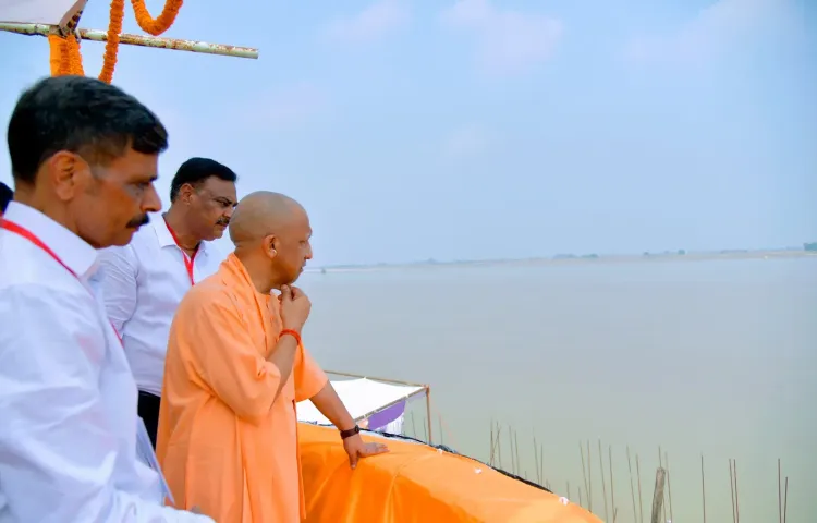CM Yogi inspects Ganga ghat works near Vindhyavasini Temple