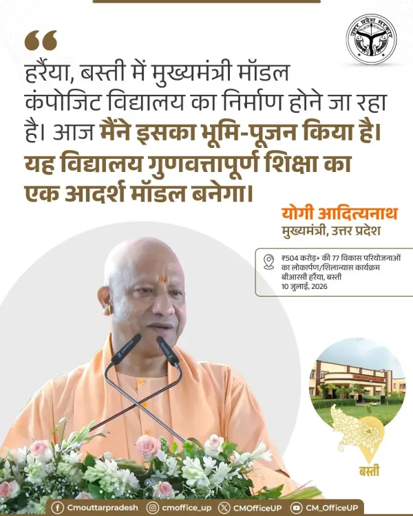CM Yogi Lays Foundation for Model School in Basti