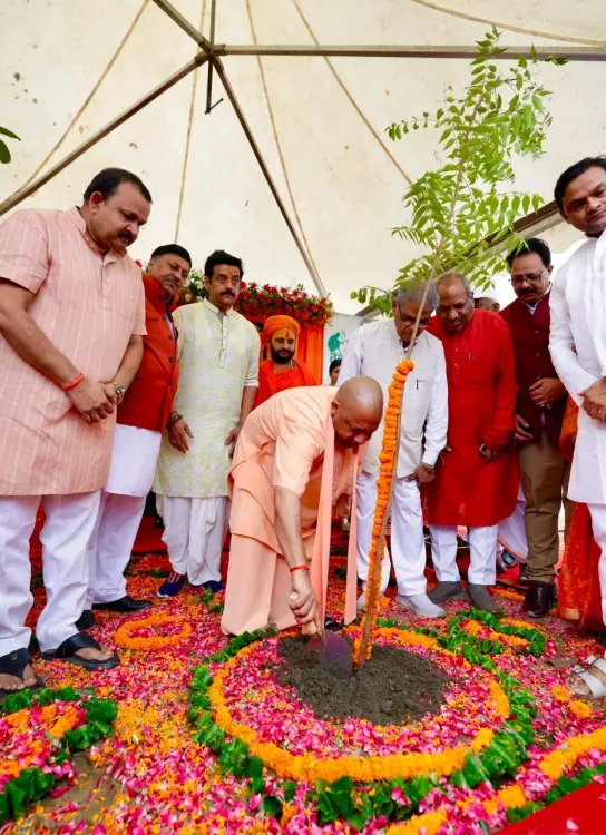 CM Yogi plants sapling in Gorakhpur under Ek Ped Maa Ke Naam