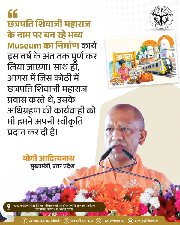 CM Yogi: Shivaji Museum to be ready by end of 2026