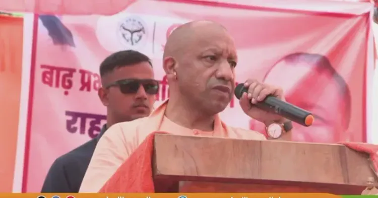 CM Yogi visits Kushinagar flood victims, distributes relief