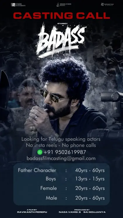 Will You Join This Exciting Film Adventure? Actor Siddhu Jonnalagada Invites You as 'Badass' Makers Announce Casting Call!