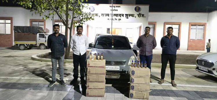 क्या दौंड में एक कार से 6.52 लाख रुपये की नकली शराब जब्त हुई और तस्कर फरार हो गया?
