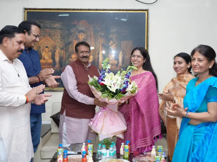 Delhi BJP chief Harsh Malhotra visits Rajguru College, shares Modi govt booklet