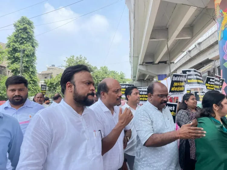 Delhi BJP chief Harsh Malhotra leads protests outside 22 AAP MLAs' homes over Lakshmi Scheme boycott
