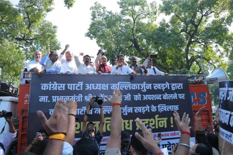Delhi BJP protests at Kharge's residence, demands apology over PM Modi remark