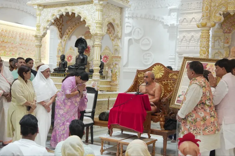 Delhi CM Rekha Gupta attends Jain temple ceremony in Pitampura