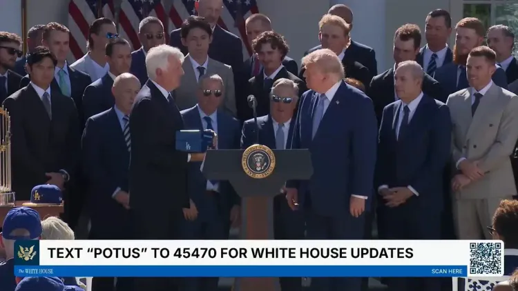Dodgers Present Trump With Championship Ring at White House