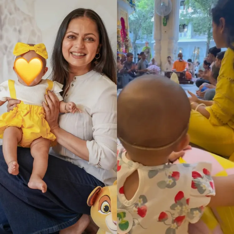 Drashti Dhami and Her Daughter Kirtan at Iskon Temple