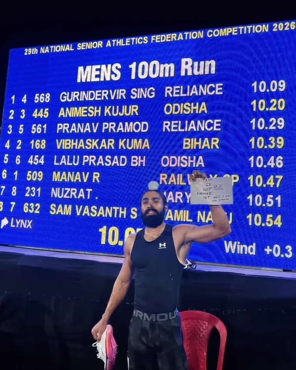 Gurindervir clocks 10.09s to become fastest Indian man in 100m history
