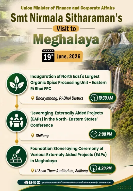 Finance Minister Sitharaman to Visit Meghalaya on June 19-20